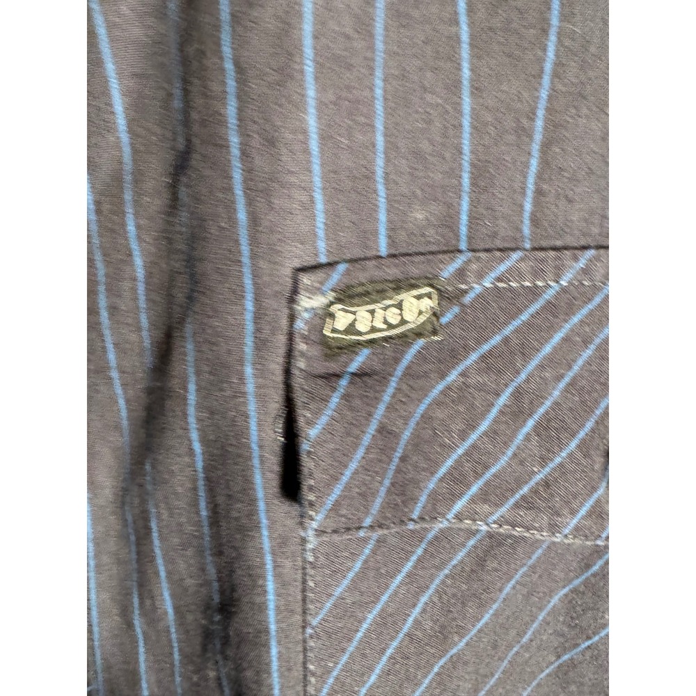Volcom Mens XL Short Sleeve Button Down Shirt Pinstripe Grey Blue Skate Casual - Picture 4 of 10